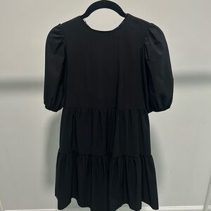 Zara Black Tiered Poplin Open Back Mini Dress XS - NWOT
